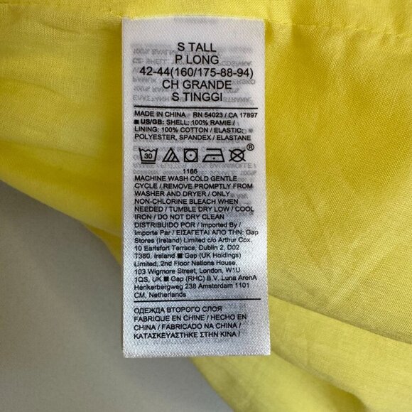 Banana Republic Yellow Ramie Gauze Twist Front Long Ballon Sleeve Peplum Blouse - Picture 15 of 17